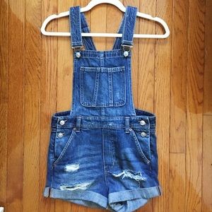 Denim Cutoff Overalls
